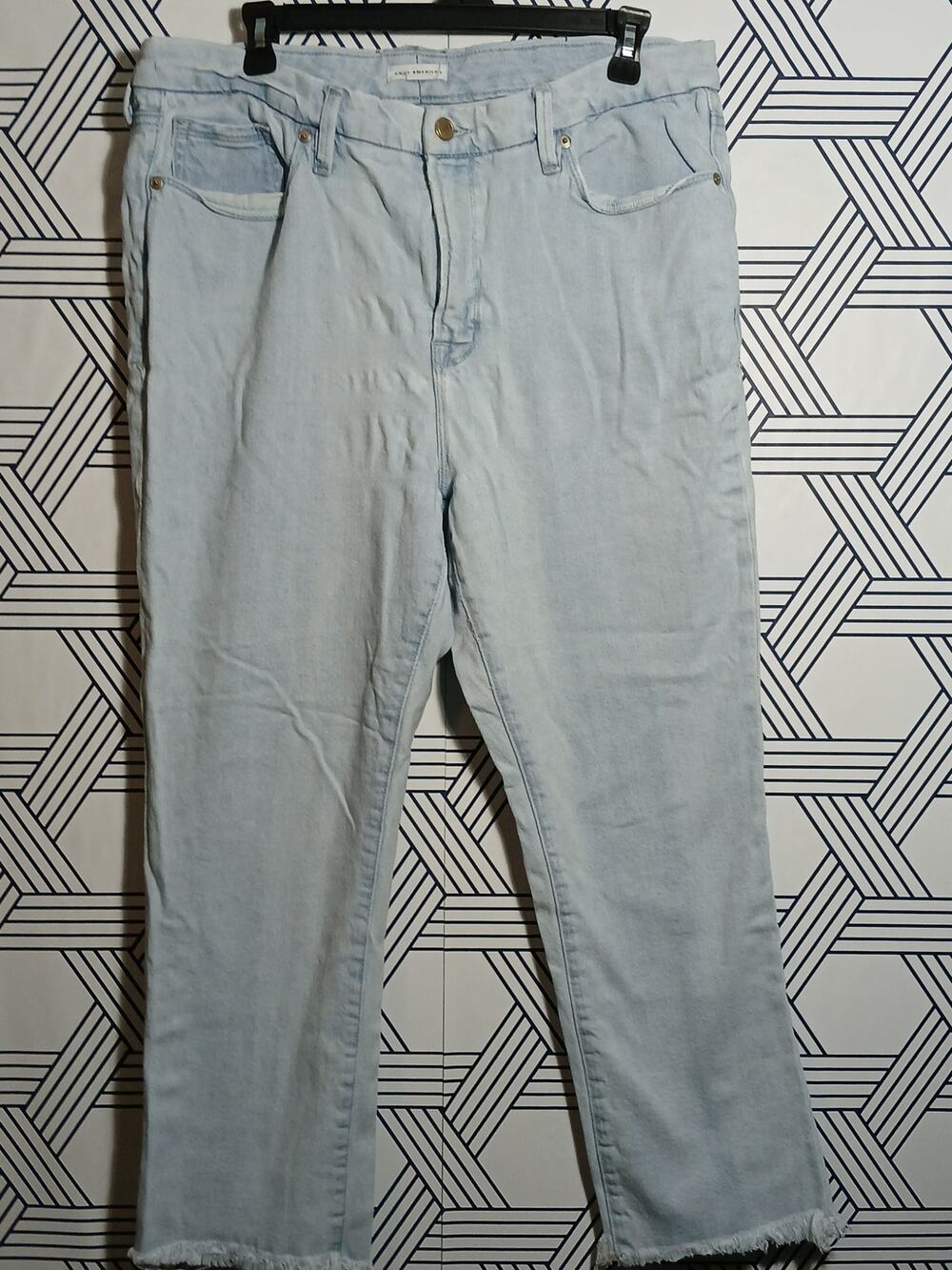 Good American INDIGO145 Women's Good Legs Raw Hem Cigarette Jeans